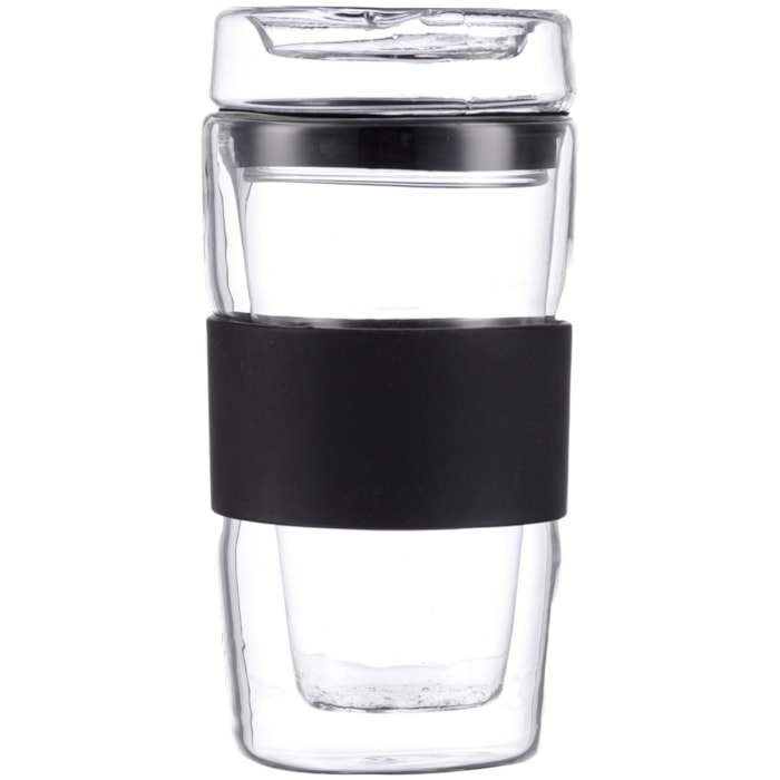 Copo Borossilicato Incolor e Preto - 350ml - Madel Home