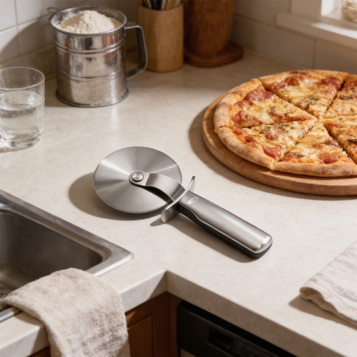 Cortador de Pizza em Aço Inox Prata Profissional Oxo - 23cm - Madel Home