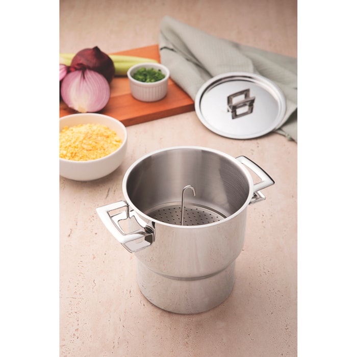 Cuscuzeira Aço Inox com Alças e Tampa Brava Tramontina - 2,1L - Madel Home