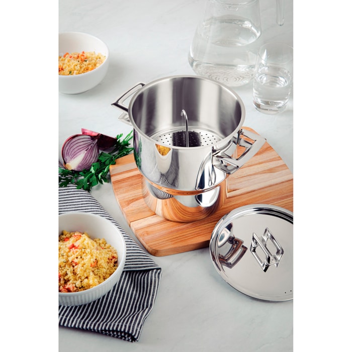 Cuscuzeira Aço Inox com Alças e Tampa Brava Tramontina - 2,1L - Madel Home