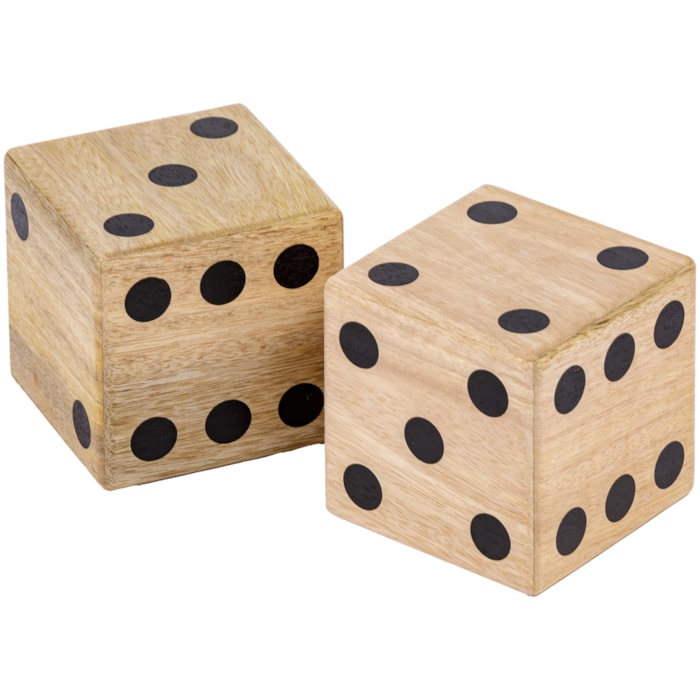 Dados Madeira E Estojo de Algodão Natural - 23cm - Madel Home