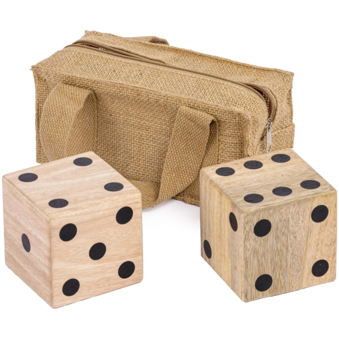 Dados Madeira E Estojo de Algodão Natural - 23cm - Madel Home