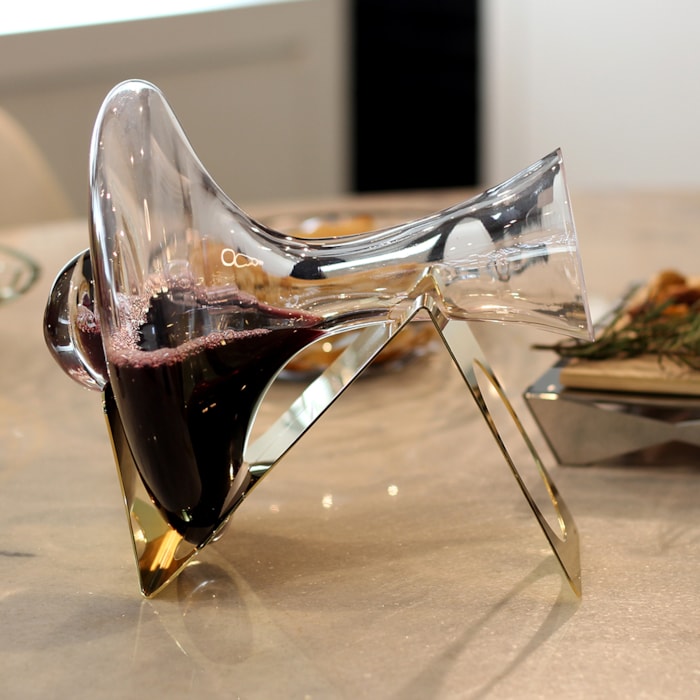 Decanter Com Secador Suporte Noe Ouro 24K Riva - Madel Home