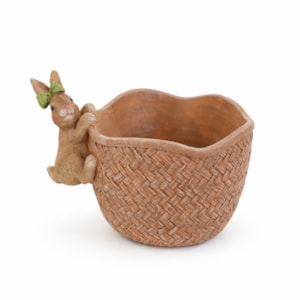 Enfeite de Páscoa Cesto com Coelho Chocolate - 12cm