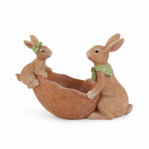 Enfeite de Páscoa Cesto com Coelho Chocolate - 27cm