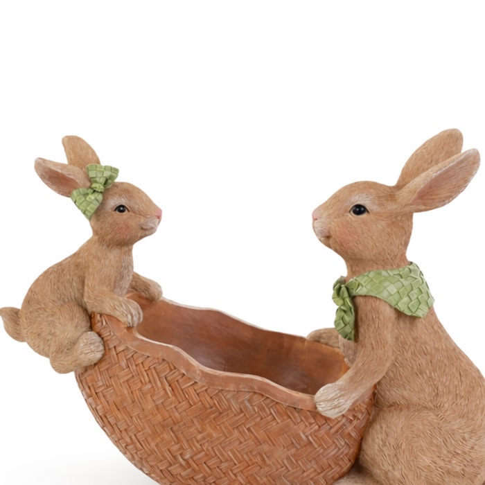 Enfeite de Páscoa Cesto com Coelho Chocolate - 27cm - Madel Home