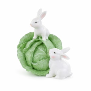 Enfeite de Páscoa Repolho com Coelho Verde e Branco - 22cm