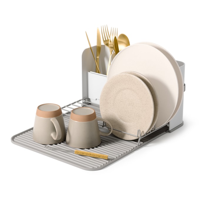 Escorredor de Louça Plástico Sling Umbra Branco Cinza - Madel Home