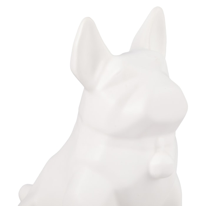 Escultura de Cerâmica Buldogue Branco Fosco - 21cm - Madel Home