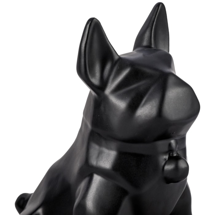 Escultura de Cerâmica Buldogue Preto Fosco - 21cm - Madel Home