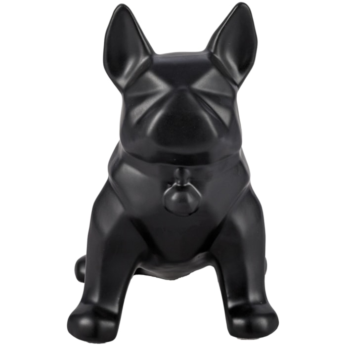 Escultura de Cerâmica Buldogue Preto Fosco - 21cm - Madel Home