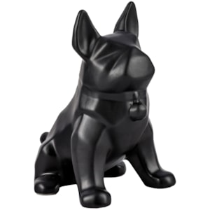 Escultura de Cerâmica Buldogue Preto Fosco - 21cm