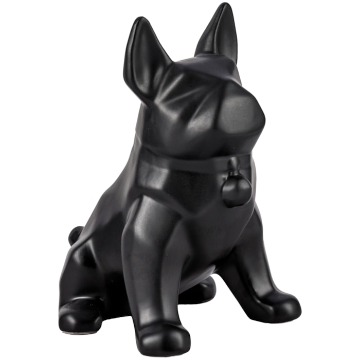 Escultura de Cerâmica Buldogue Preto Fosco - 21cm - Madel Home
