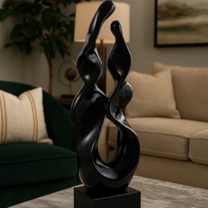 Escultura de Cerâmica Contemporânea União Grafite - 67cm