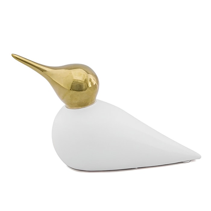 Escultura de Cerâmica Pássaro Dourado M - 15cm - Madel Home
