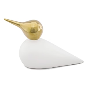 Escultura de Cerâmica Pássaro Dourado M - 15cm