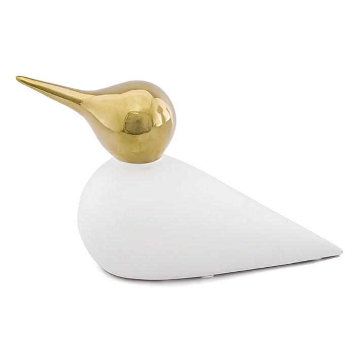 Escultura de Cerâmica Pássaro Dourado M - 15cm - Madel Home