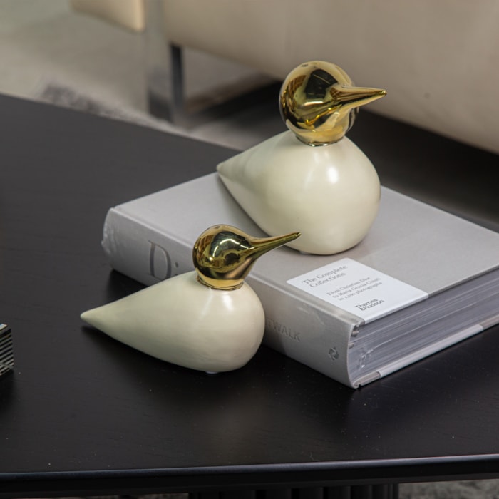 Escultura de Cerâmica Pássaro Dourado P - 13cm - Madel Home