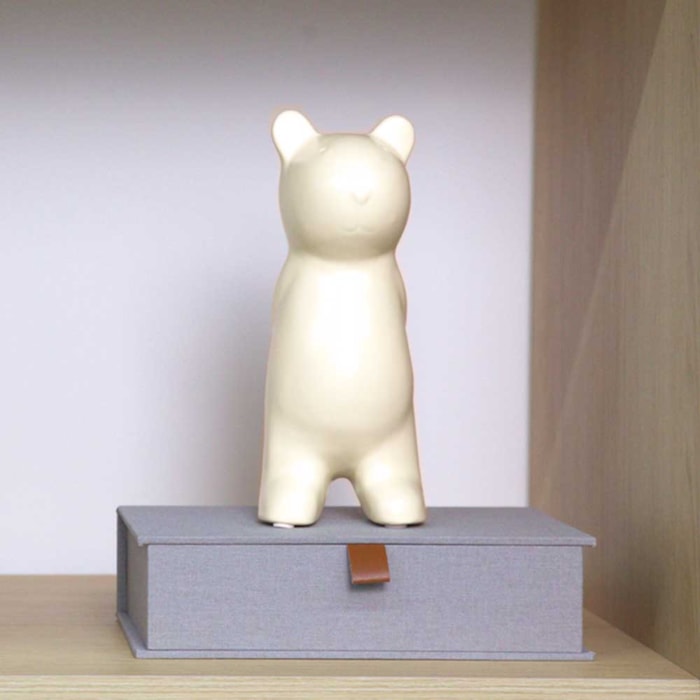 Escultura de Cerâmica Urso Bege - 23cm - Madel Home