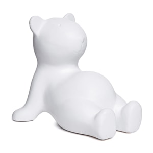 Escultura de Cerâmica Urso Sentado Branco - 17cm