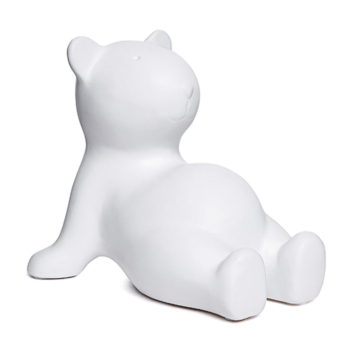Escultura de Cerâmica Urso Sentado Branco - 17cm - Madel Home