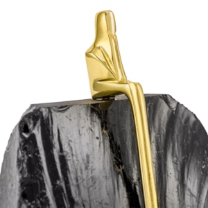 Escultura de Metal e Pedra Obsidiana Serenity Preta e Dourada - 20cm