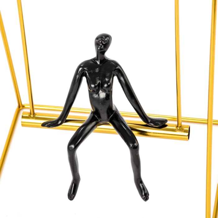 Escultura de Metal e Resina Balanço Dourado e Preto - 30cm - Madel Home