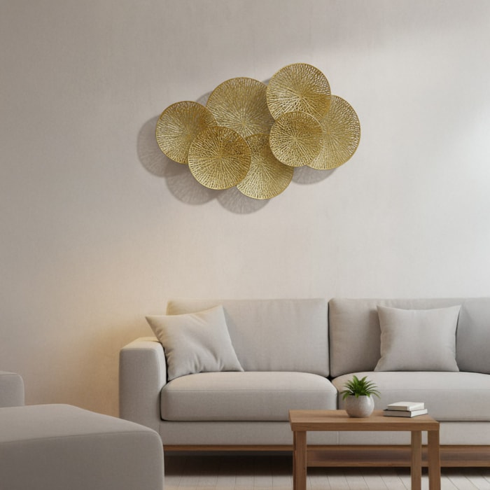 Escultura de Parede Metal Brisa Dourado - 107cm - Madel Home