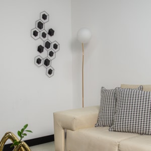 Escultura de Parede Metal Colmeia Preto - 90cm