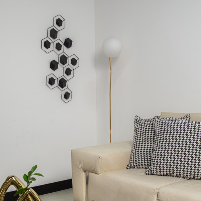 Escultura de Parede Metal Colmeia Preto - 90cm - Madel Home