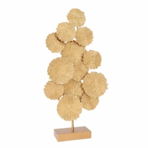 Escultura de Parede na Base Círculos 56cm Metal Dourado
