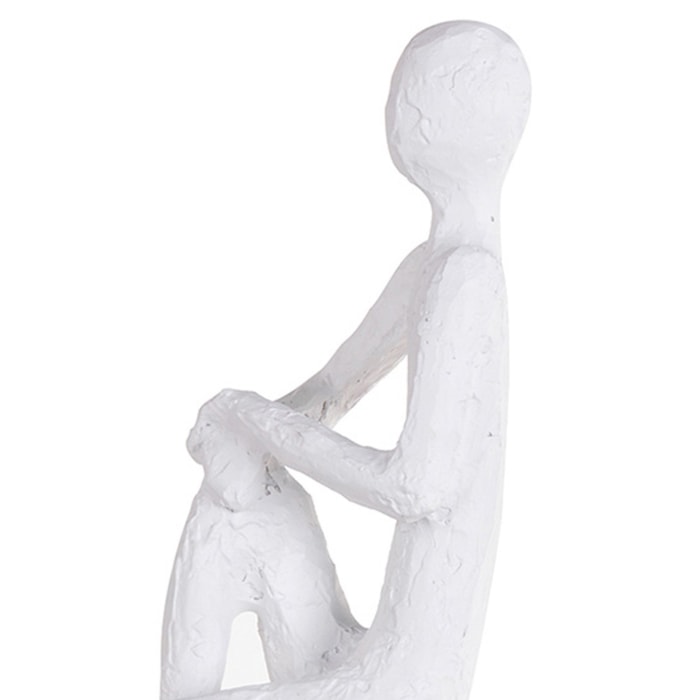Escultura de Parede Resina Homem Sentado Lateral Branco - 22cm - Madel Home