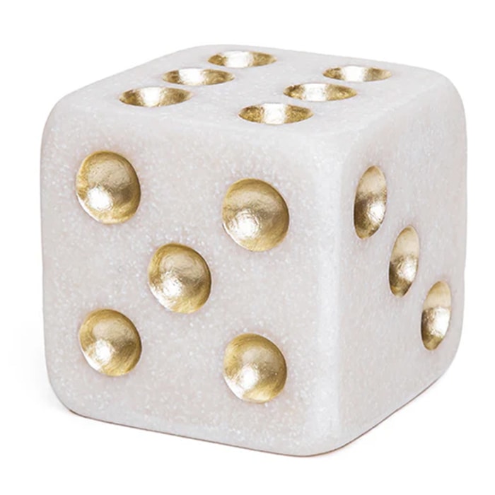 Escultura de Pedra Dado Branco M - 12cm - Madel Home