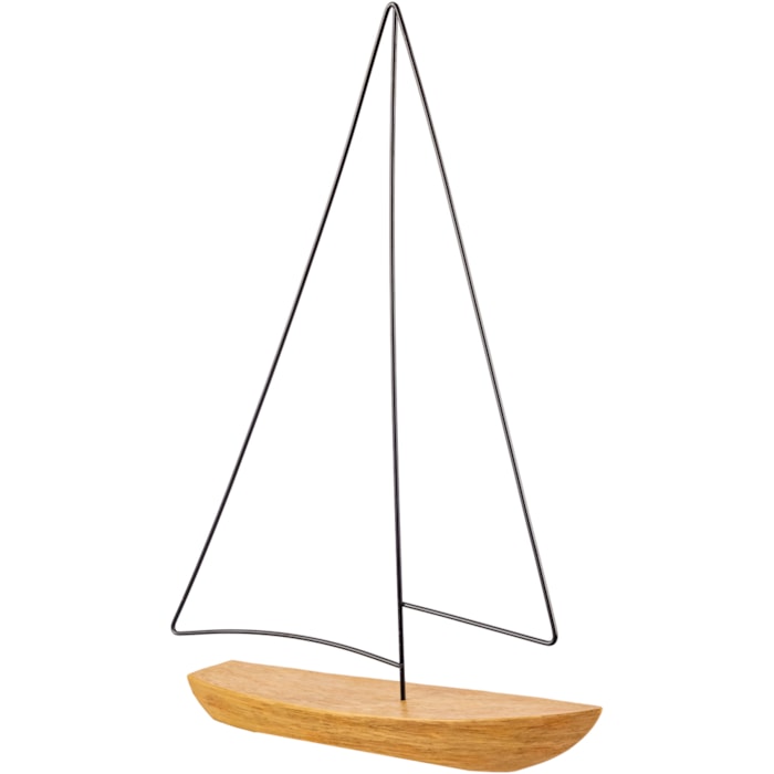 Escultura de Polirresina Barco Bege - 40cm - Madel Home
