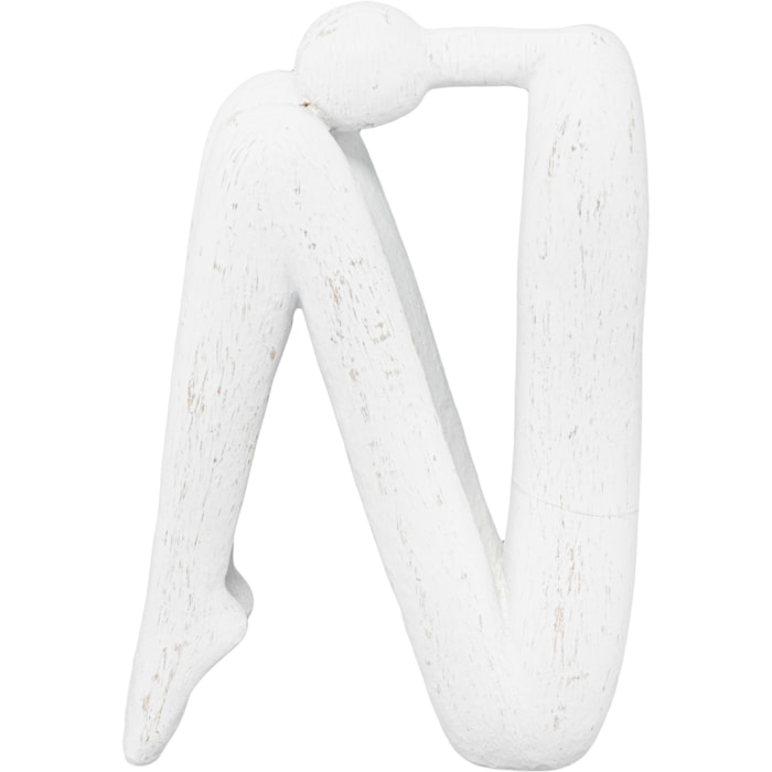 Escultura de Polirresina Figura Pensativa Off White - 20cm - Madel Home