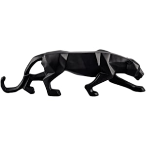 Escultura de Polirresina Leopardo Preto - 45cm