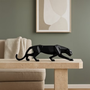 Escultura de Polirresina Leopardo Preto - 45cm