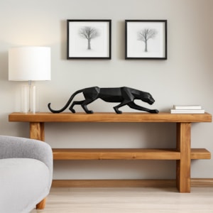 Escultura de Polirresina Leopardo Preto - 64cm