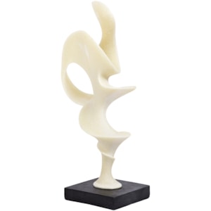 Escultura de Resina Abstrata Off-White e Preta - 51cm