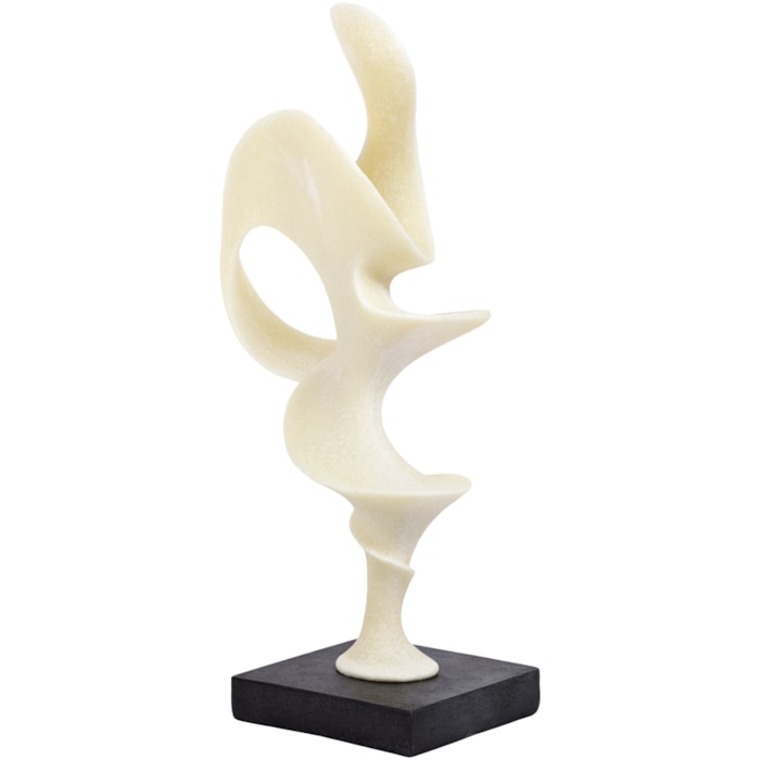 Escultura de Resina Abstrata Off-White e Preta - 51cm - Madel Home
