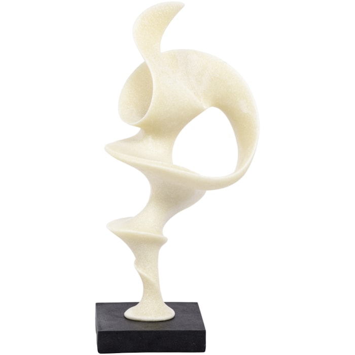 Escultura de Resina Abstrata Off-White e Preta - 51cm - Madel Home