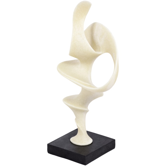 Escultura de Resina Abstrata Off-White e Preta - 51cm - Madel Home