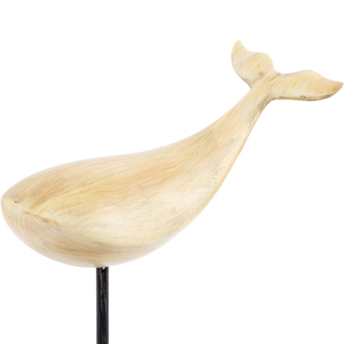 Escultura de Resina Baleia Creme - 33cm - Madel Home