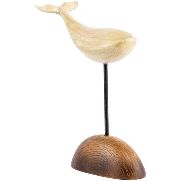 Escultura de Resina Baleia Creme - 33cm - Madel Home