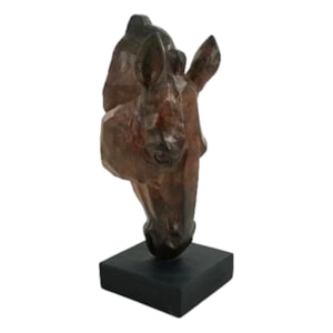 Escultura de Resina Cabeça de Cavalo Marrom - 40cm