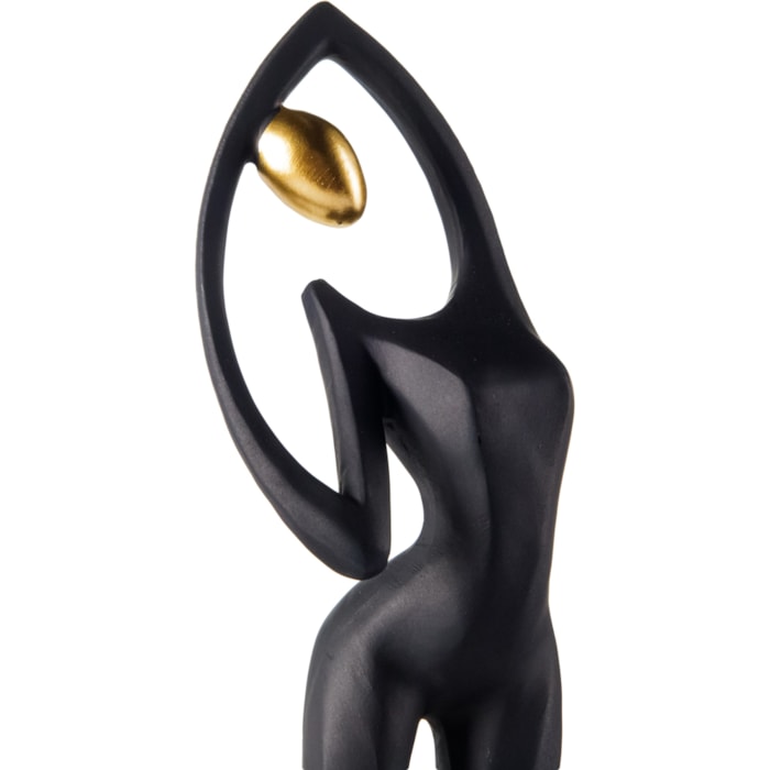 Escultura de Resina Contemporânea Feminina Preta e Dourada - 40cm - Madel Home