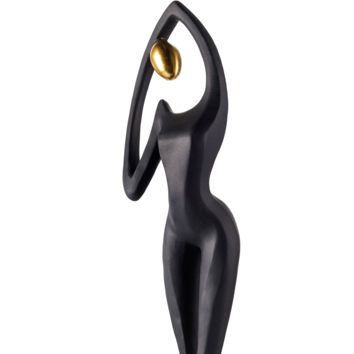 Escultura de Resina Contemporânea Feminina Preta e Dourada - 40cm - Madel Home