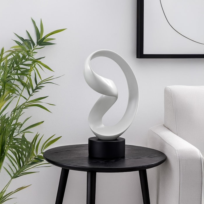 Escultura de Resina Curvas Cinza Claro - 45cm - Madel Home