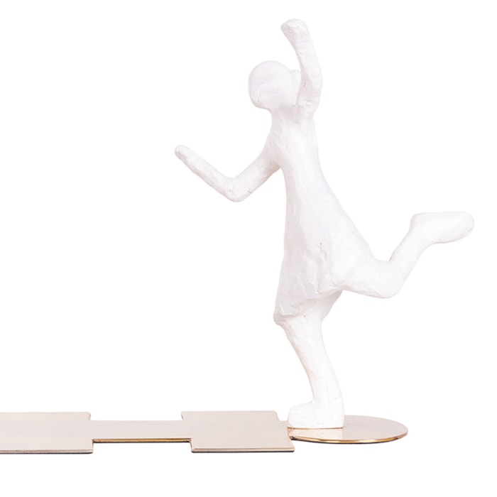 Escultura de Resina e Metal Brincando de Amarelinha - 28cm - Madel Home