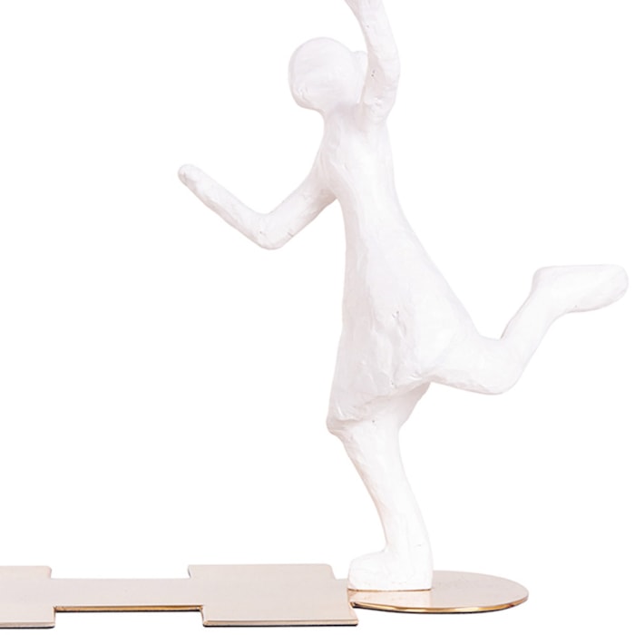 Escultura de Resina e Metal Brincando de Amarelinha - 28cm - Madel Home